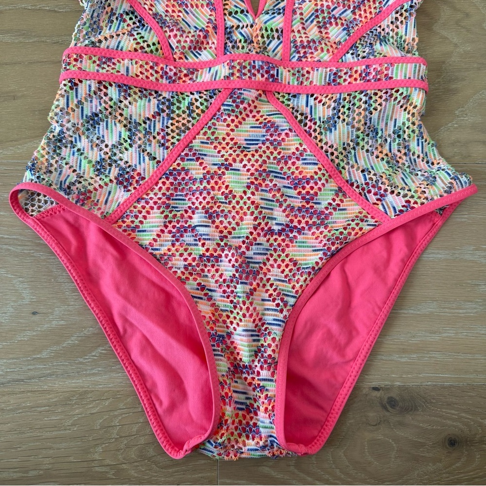 BECCA Multicolor Pink Orange Patterned One-Piece Swimsuit - Picture 11 of 13